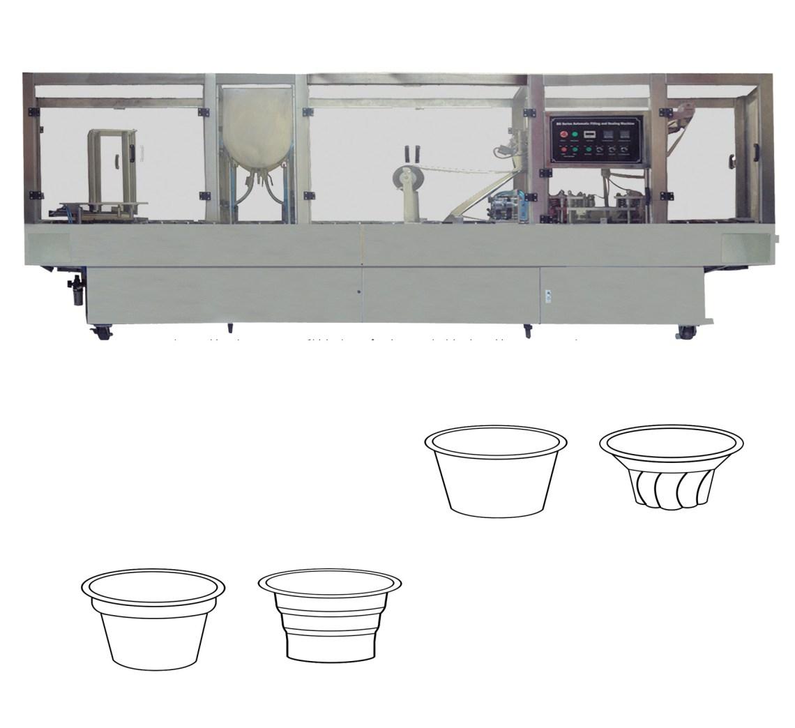 ماكينة أفقية حجمية تعبئة + غلق الأكواب 6 كافيتى – أوتوماتيك